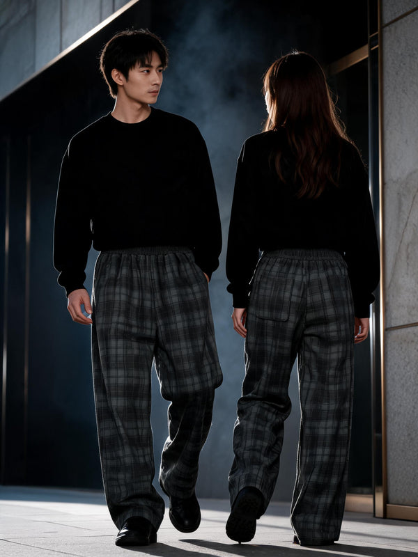 Unisex Plaid Straight Leg Pants