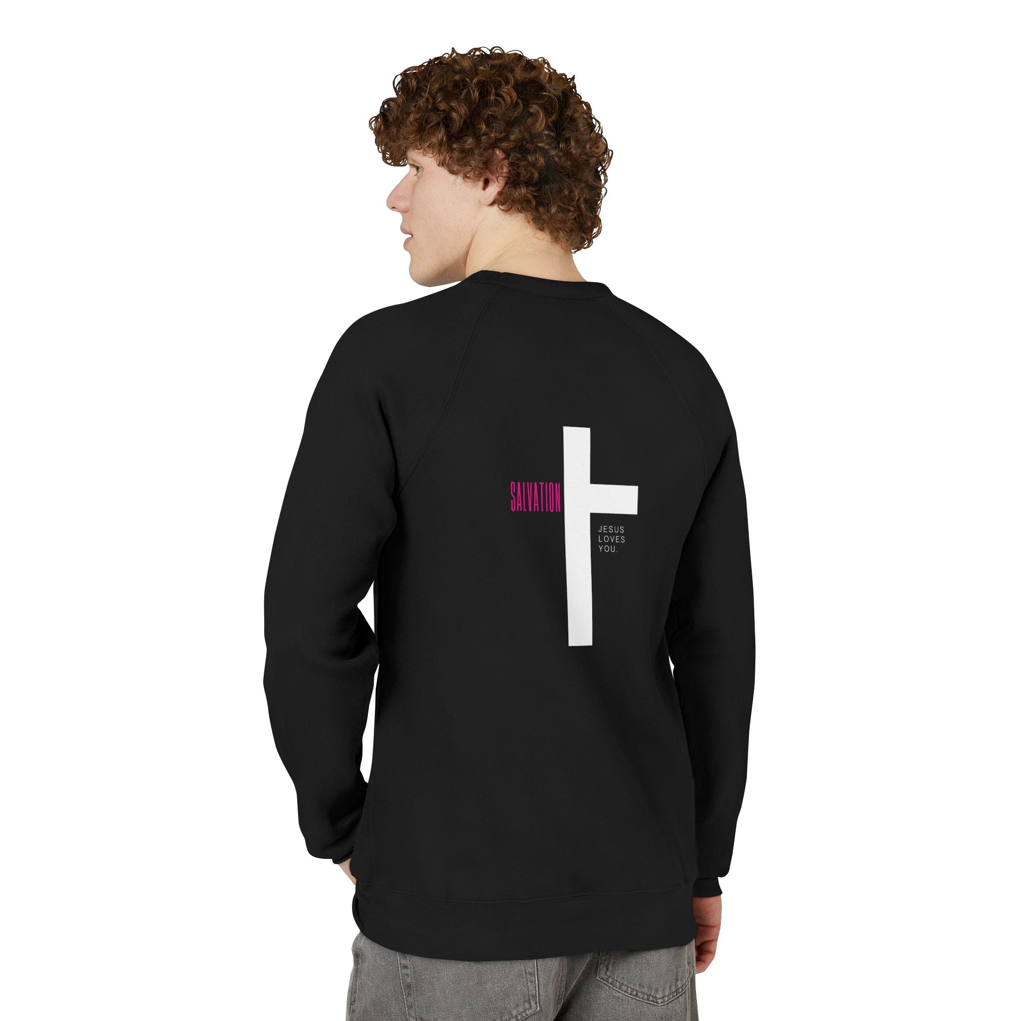 Christian Sweatshirt — "To Jesus, Heaven Only" Cross Raglan Crewneck