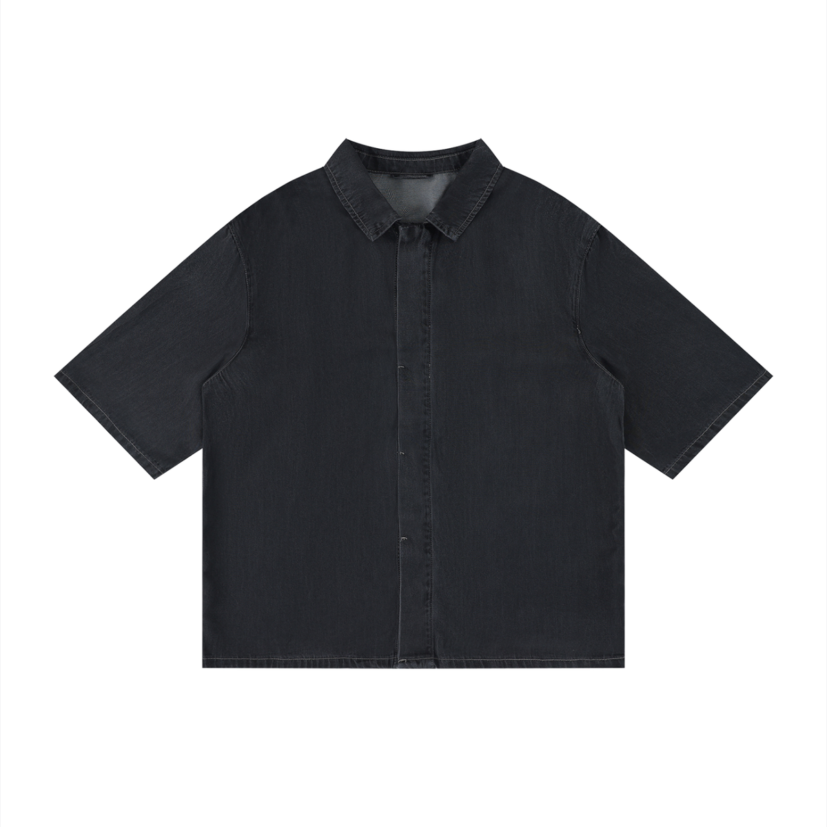 Black short-sleeve shirt on a white background
