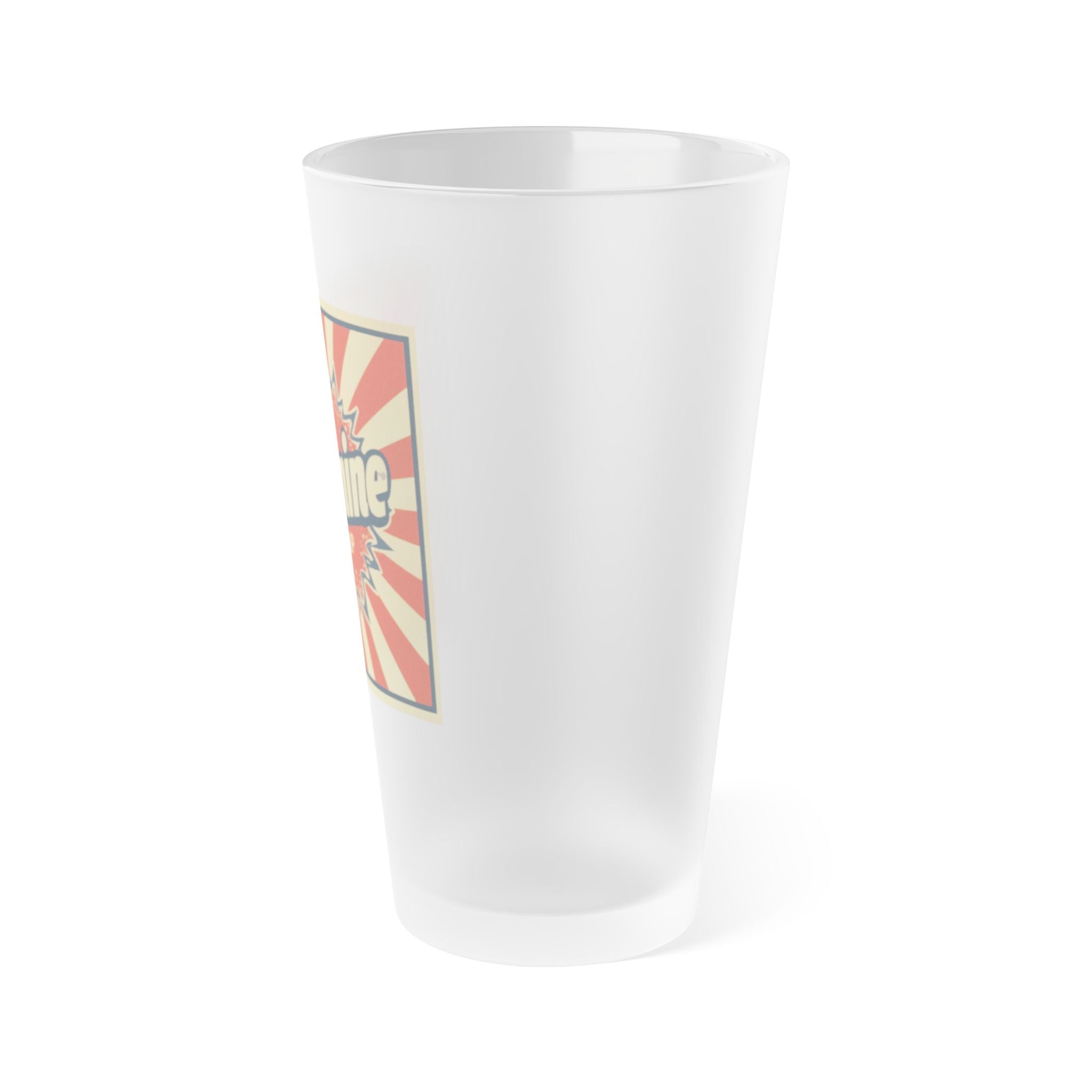 Frosted Pint Glass with Vintage 'Vitamine' Design | Perfect for Parties, Gifting, Home Bars, and Celebrations | 16oz