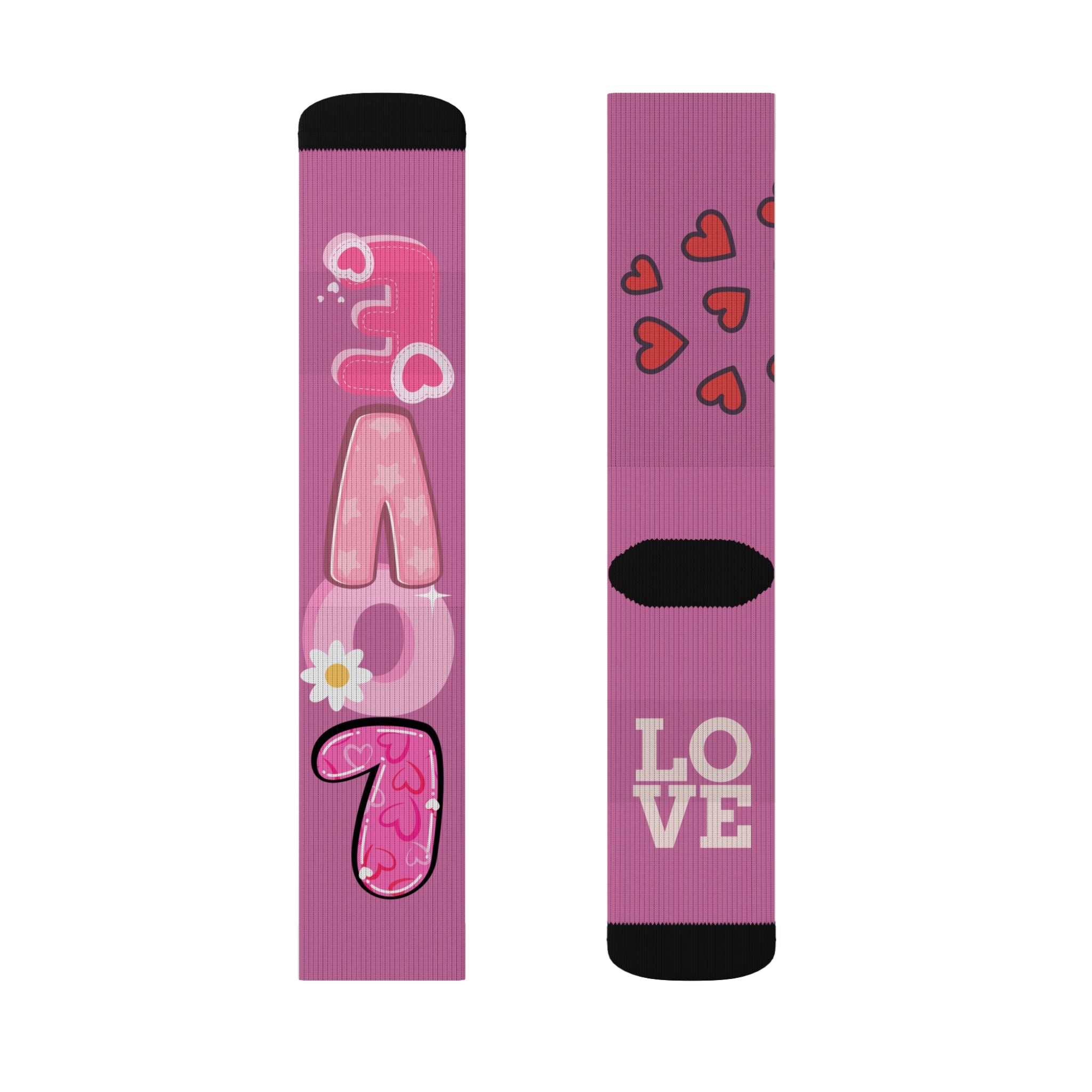 Colorful Love-Themed Sublimation Socks