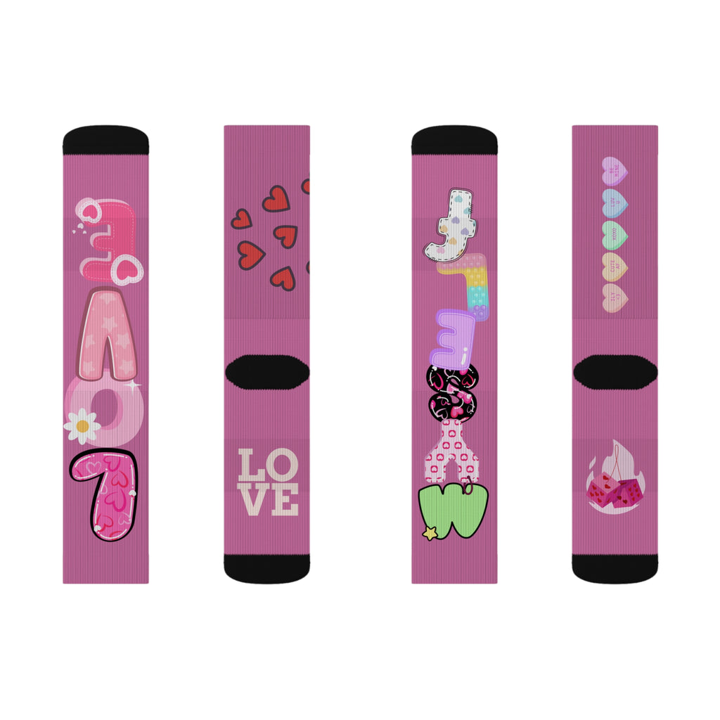 Colorful Love-Themed Sublimation Socks