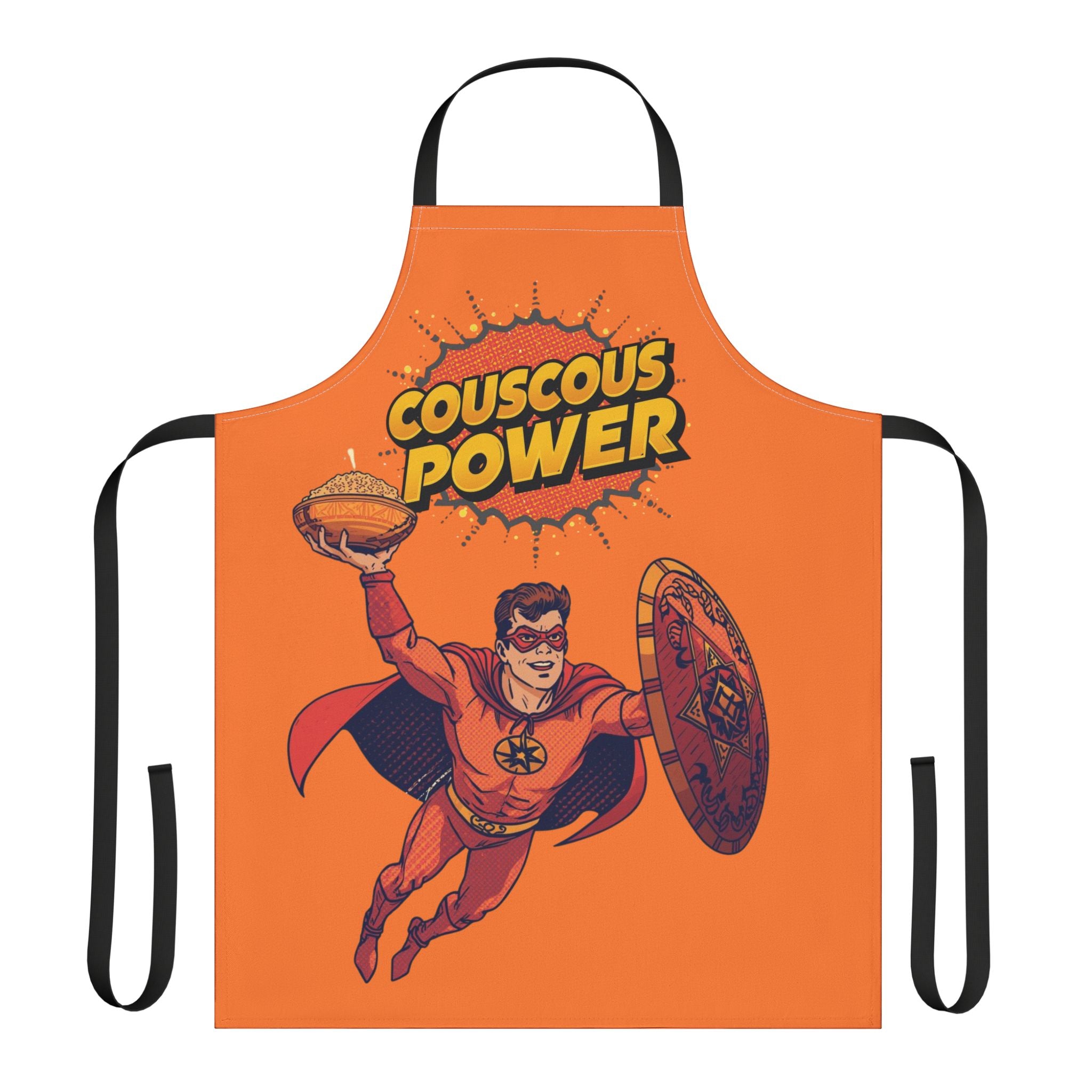Couscous Power Comic Superhero Apron — Funny Retro Chef Gift