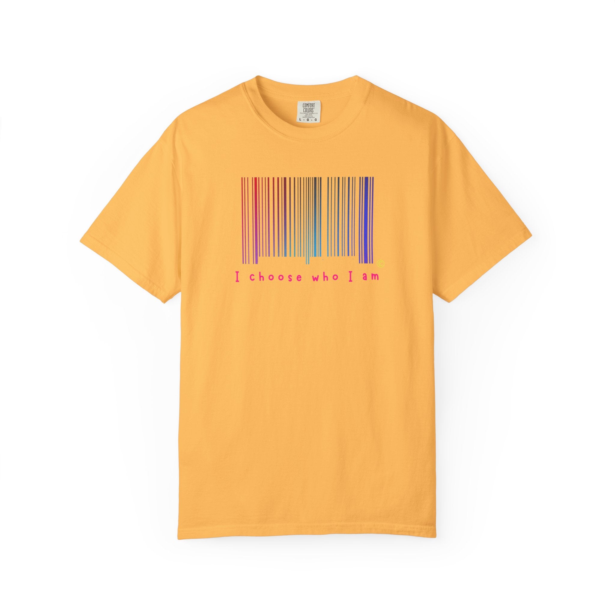 Citrus t-shirt with a barcode design and text on a white background