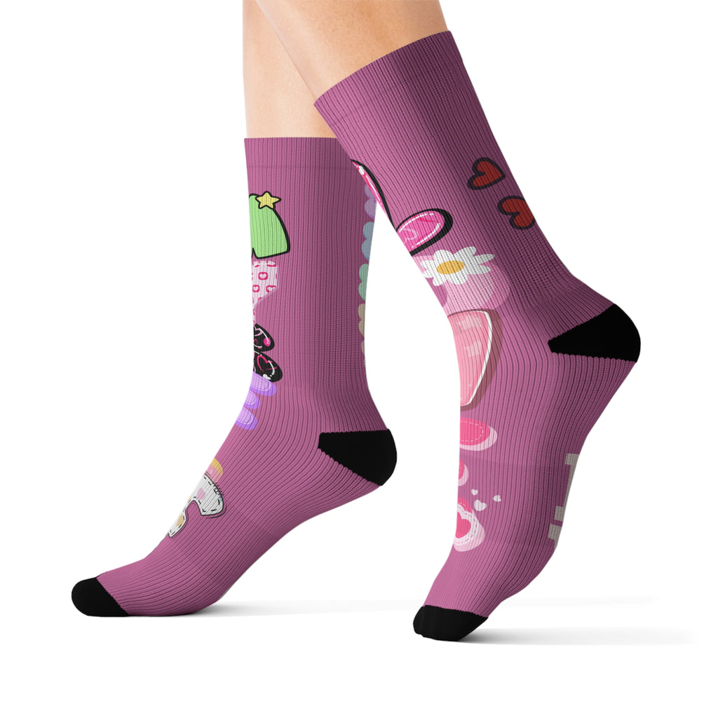 Colorful Love-Themed Sublimation Socks