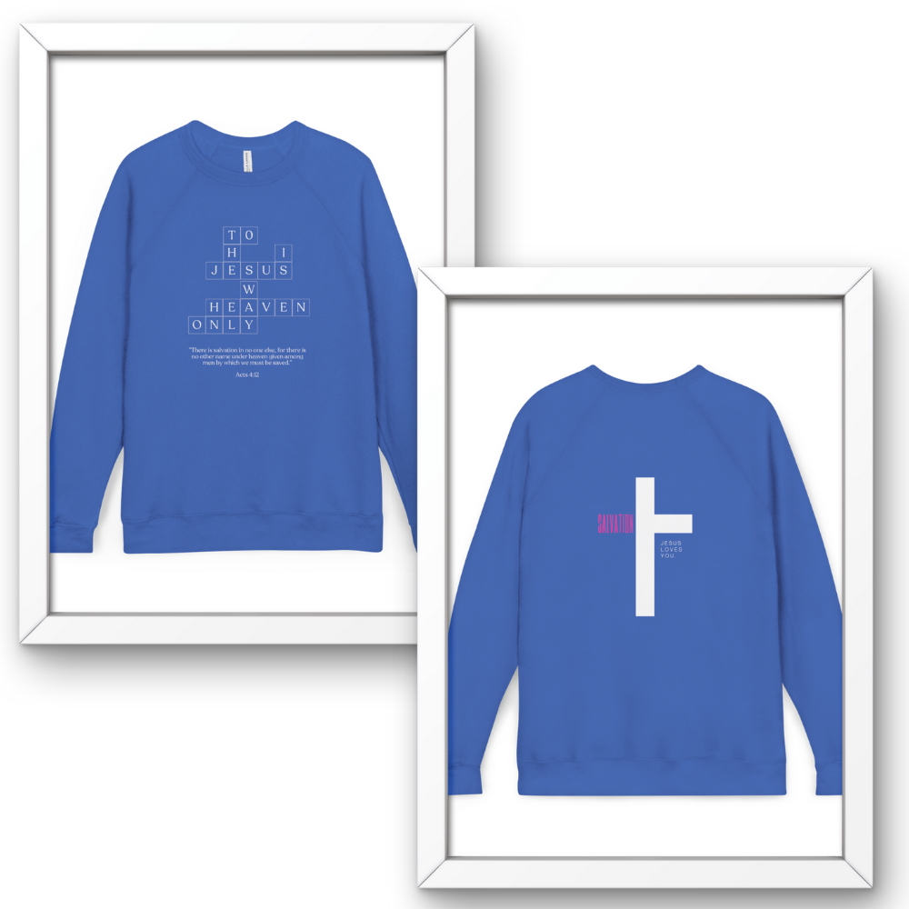 Christian Sweatshirt — "To Jesus, Heaven Only" Cross Raglan Crewneck