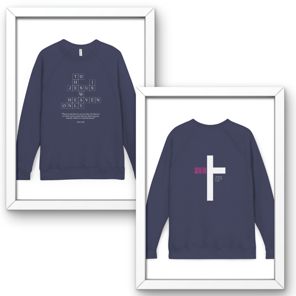 Christian Sweatshirt — "To Jesus, Heaven Only" Cross Raglan Crewneck