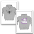 Gray hoodie with cicada design and text on a white background