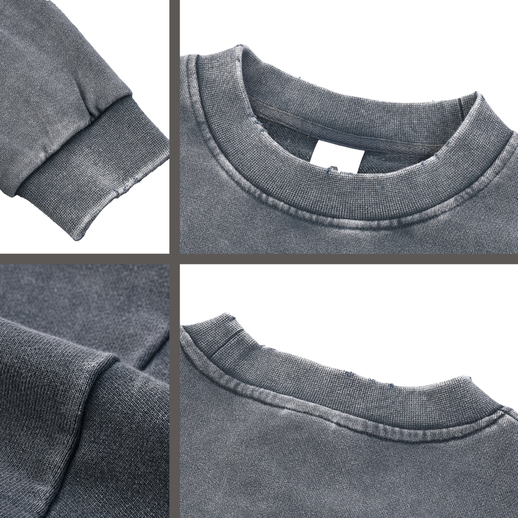 Snow Washed Raw Edge Cropped Sweatshirt
