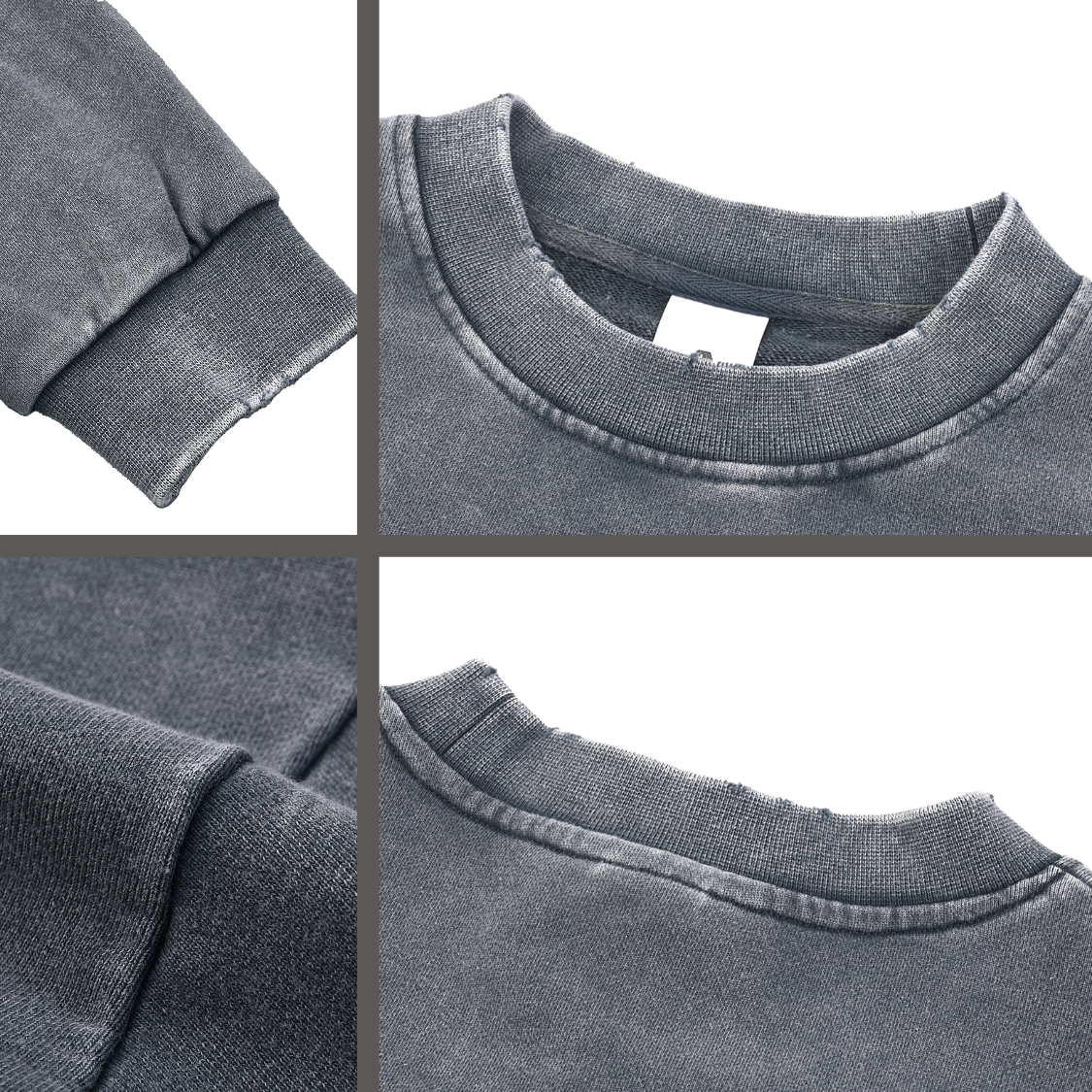 Snow Washed Raw Edge Cropped Sweatshirt