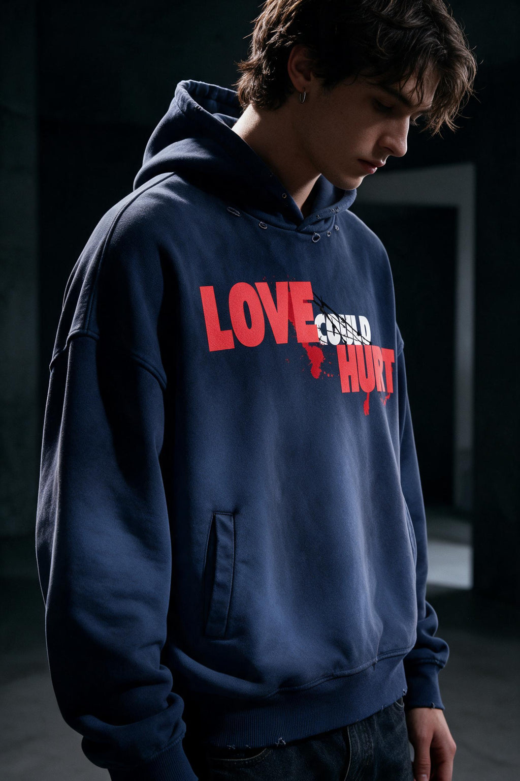Unisex Sunfade Distressed Boxy Hoodie