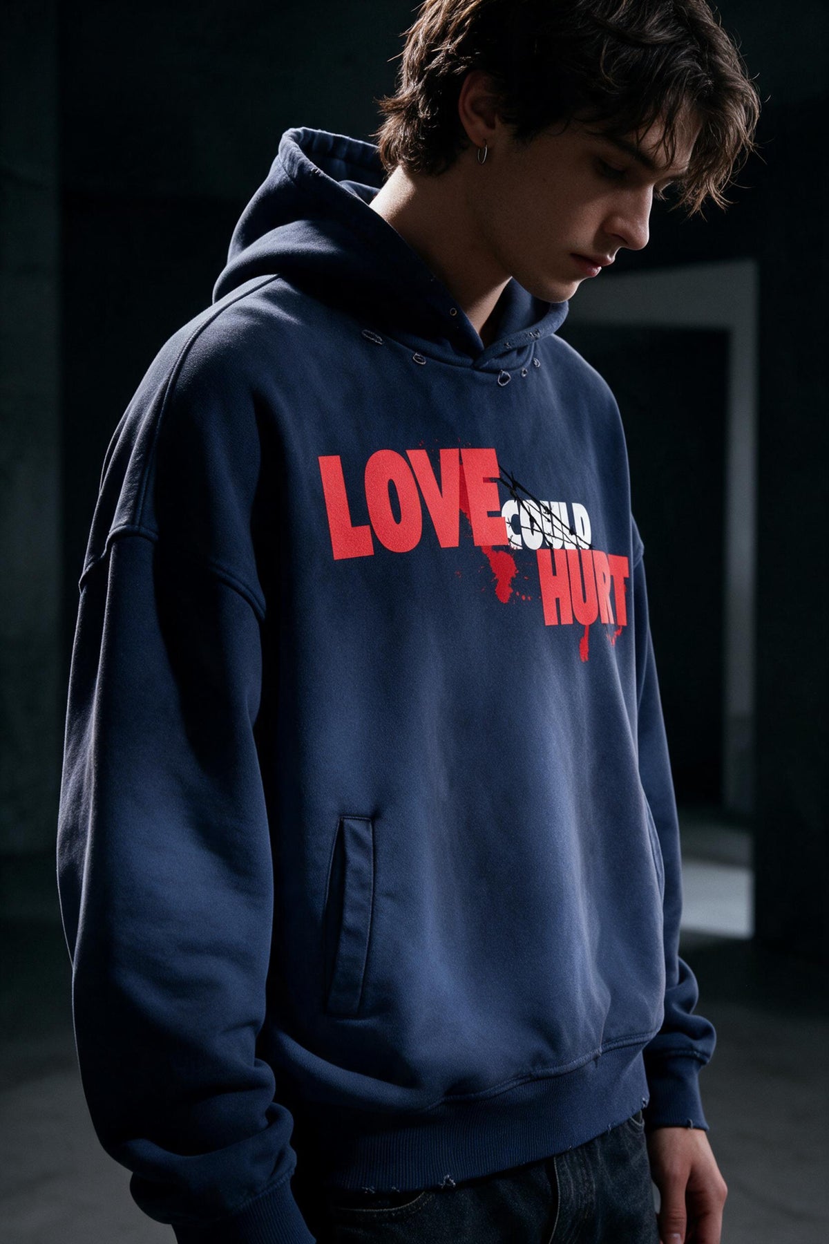 Unisex Sunfade Distressed Boxy Hoodie