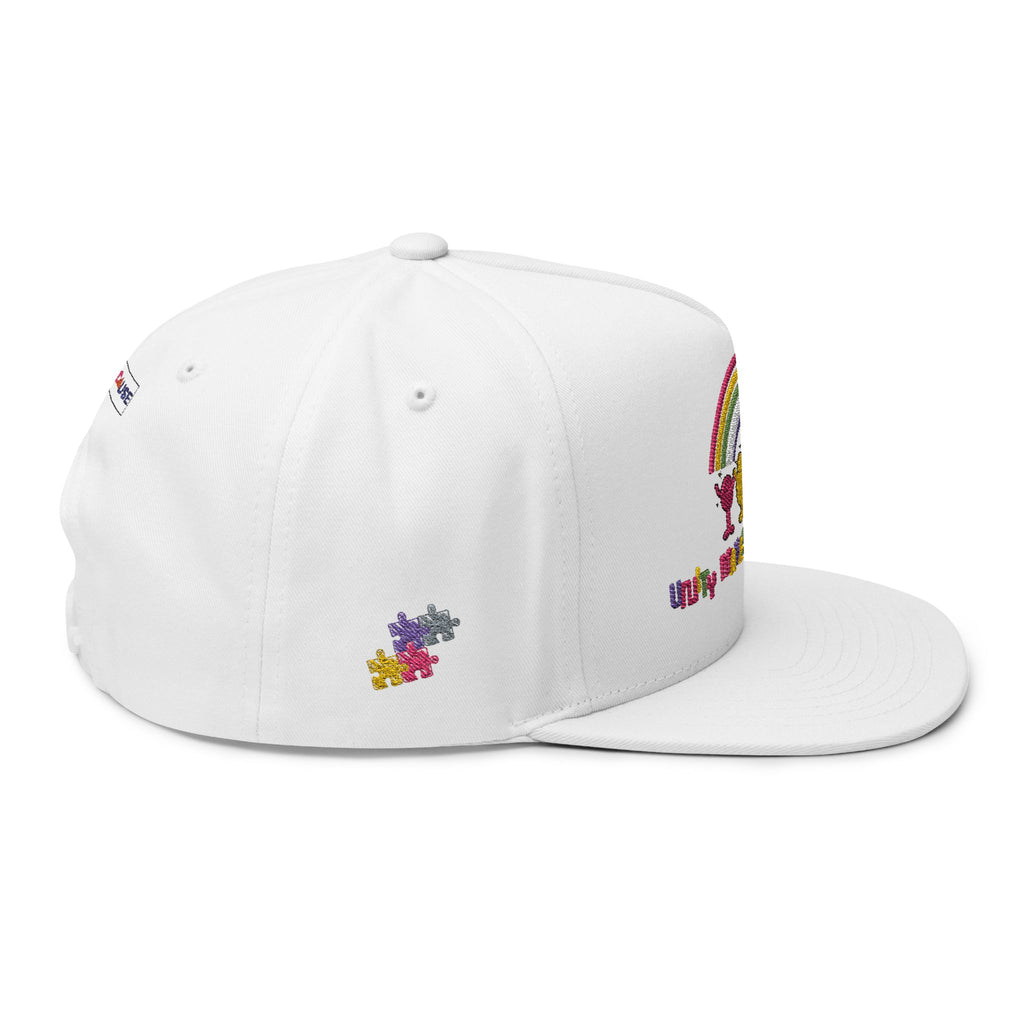 Unity Themed Flat Bill Cap - Rainbow Embroidery, Casual Hat, LGBTQ+ Pride Accessory, Gift for Friends, Statement Cap