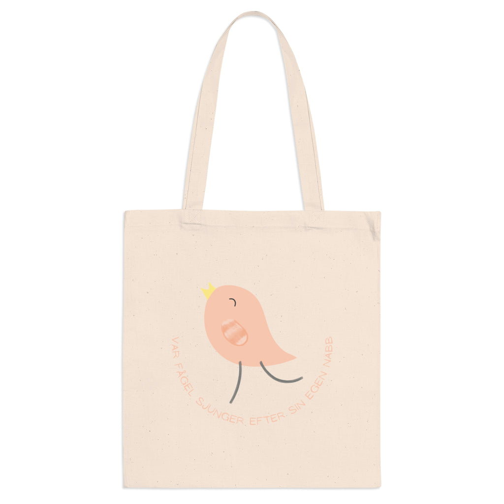 Swedish Idiom Tote Bag, "Var fågel sjunger efter sin egen näbb", Cute Charm Design for Women, Scandinavian Gift, Reusable Shopping Bag,