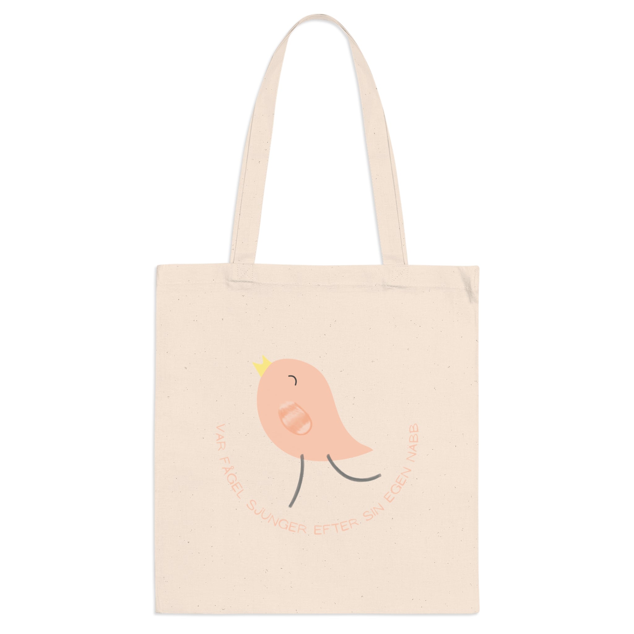 Swedish Idiom Tote Bag, "Var fågel sjunger efter sin egen näbb", Cute Charm Design for Women, Scandinavian Gift, Reusable Shopping Bag,
