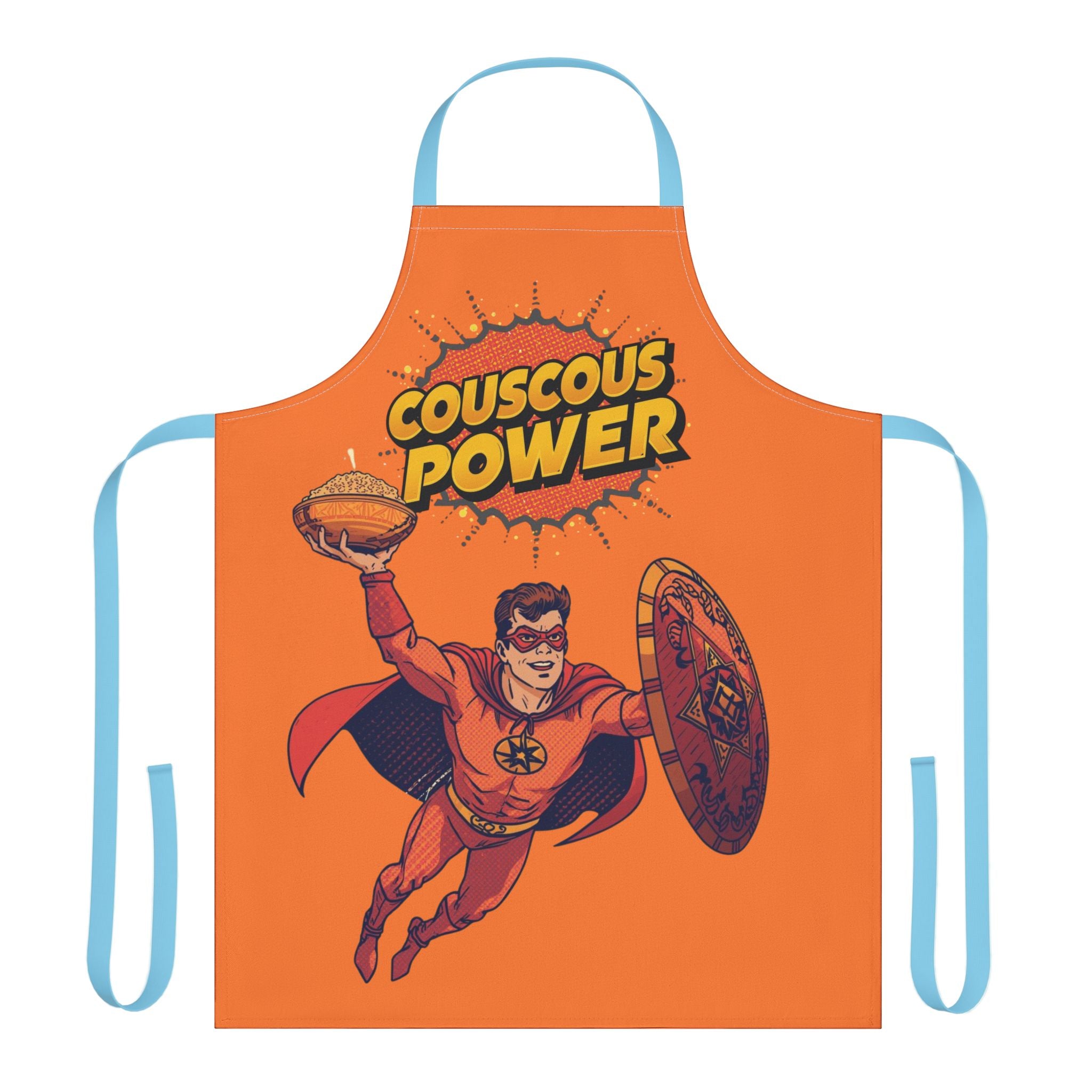 Couscous Power Comic Superhero Apron — Funny Retro Chef Gift