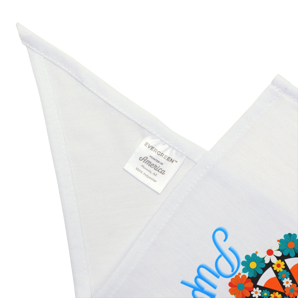 Peaceful Paws Pet Bandana - Stylish Dog Accessory for Peace Lovers, Dog Outfit for Celebrations, Floral Print for Pets, Gift for Dog Owners