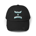 Black cap with 'MATKHAF & MADHECH' text on a white background