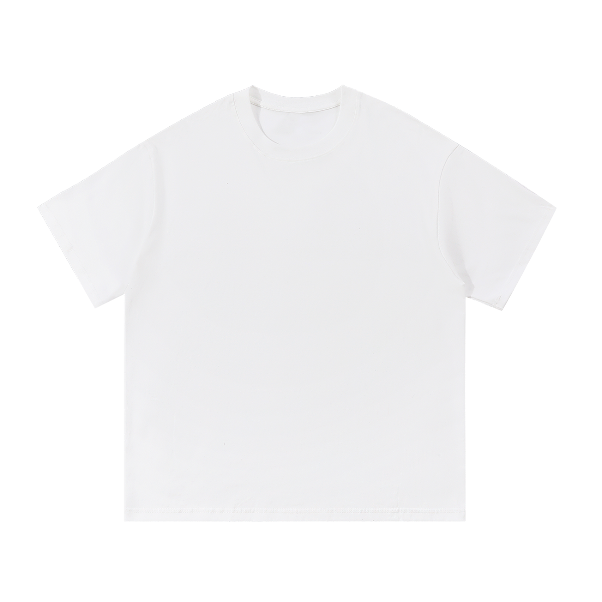 White t-shirt with a logo on a white background