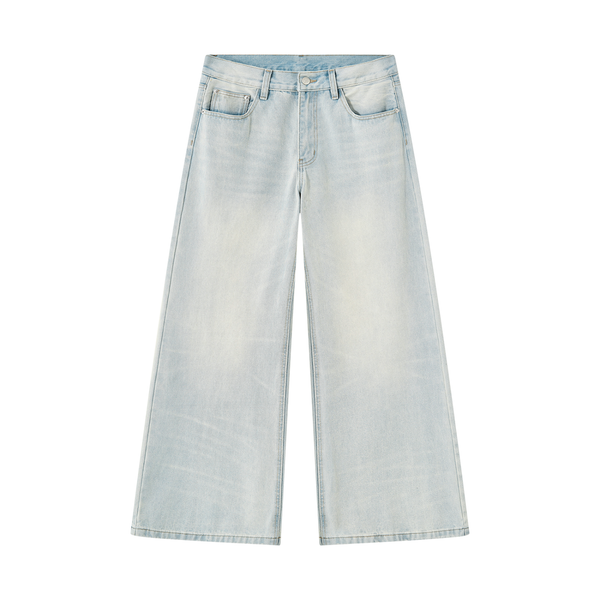 Men's Vintage Wash Wide Leg Denim Jeans
