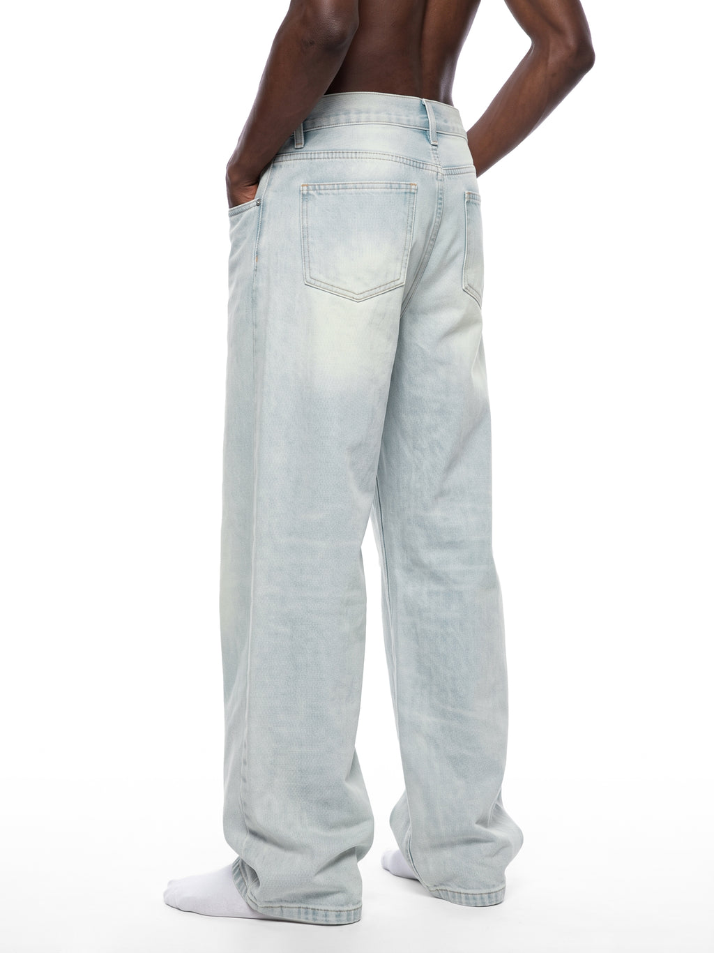 Men's Vintage Wash Wide Leg Denim Jeans