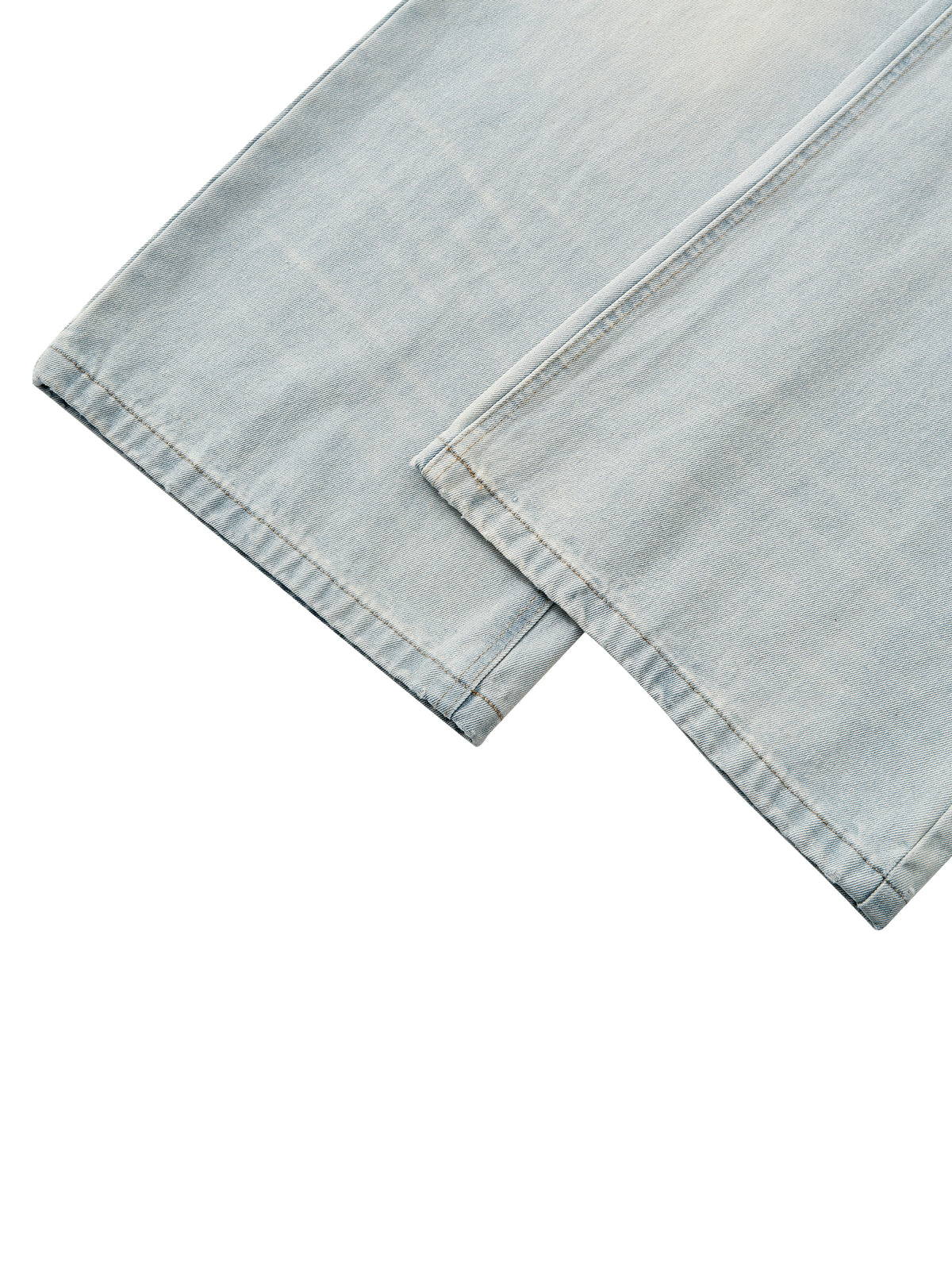 Men's Vintage Wash Wide Leg Denim Jeans