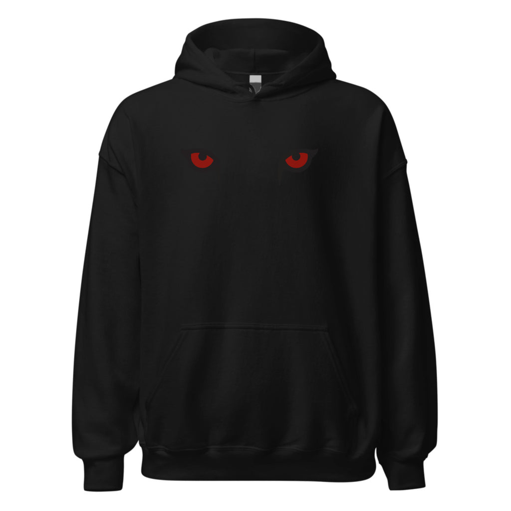 Black hoodie with red eye-like designs on a white background.
Black hoodie, front red glaring eyes graphic, back red lion head with white claw marks, Atlas Lions text stylized, ShowYourIdentity collection, bold streetwear, Moroccan pride fashion, powerful urban design.
- “3youn li kaychoufou, assad li kayhmi.”
- “Atlas Lions, pride in style.”
- “ShowYourIdentity, show your power.”
- “Min l3youn l’assad, l9owa kayban.”
