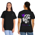 Person wearing a black t-shirt with a design on the front and back, standing against a white background.
White t-shirt front smiling face circle graphic, back abstract black design purple animal outline Alternative Vibes Only text, ShowYourVibes collection, artistic streetwear, bold identity fashion, creative urban apparel.
“Alternative vibes, authentic style.”

“ShowYourVibes, show your identity.”

“Minimal front, bold back.”

“Streetwear with artistic chaos.”
Graphic T-Shirt — 'Alternative Vibes Only' Ske