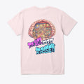 Pink t-shirt with colorful graphic design and text on a white .
Light pink t-shirt, back brain cross-section graphic, creative room inside brain, graffiti text Dkhol So9 Rassek, ShowYourVibes collection, Moroccan streetwear, popular expression design, individuality and respect fashion.

Tagline Options
• 	“Dkhol so9 rassek.”
• 	“Respect l7ayat dyal nass.”
• 	“ShowYourVibes, show your respect.”
• 	“Brain full of vibes, message clear.”background