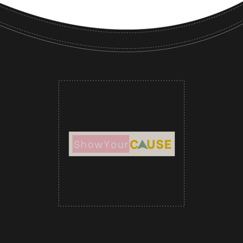 Black shirt with 'Show Your CAUSE' logo on a white background