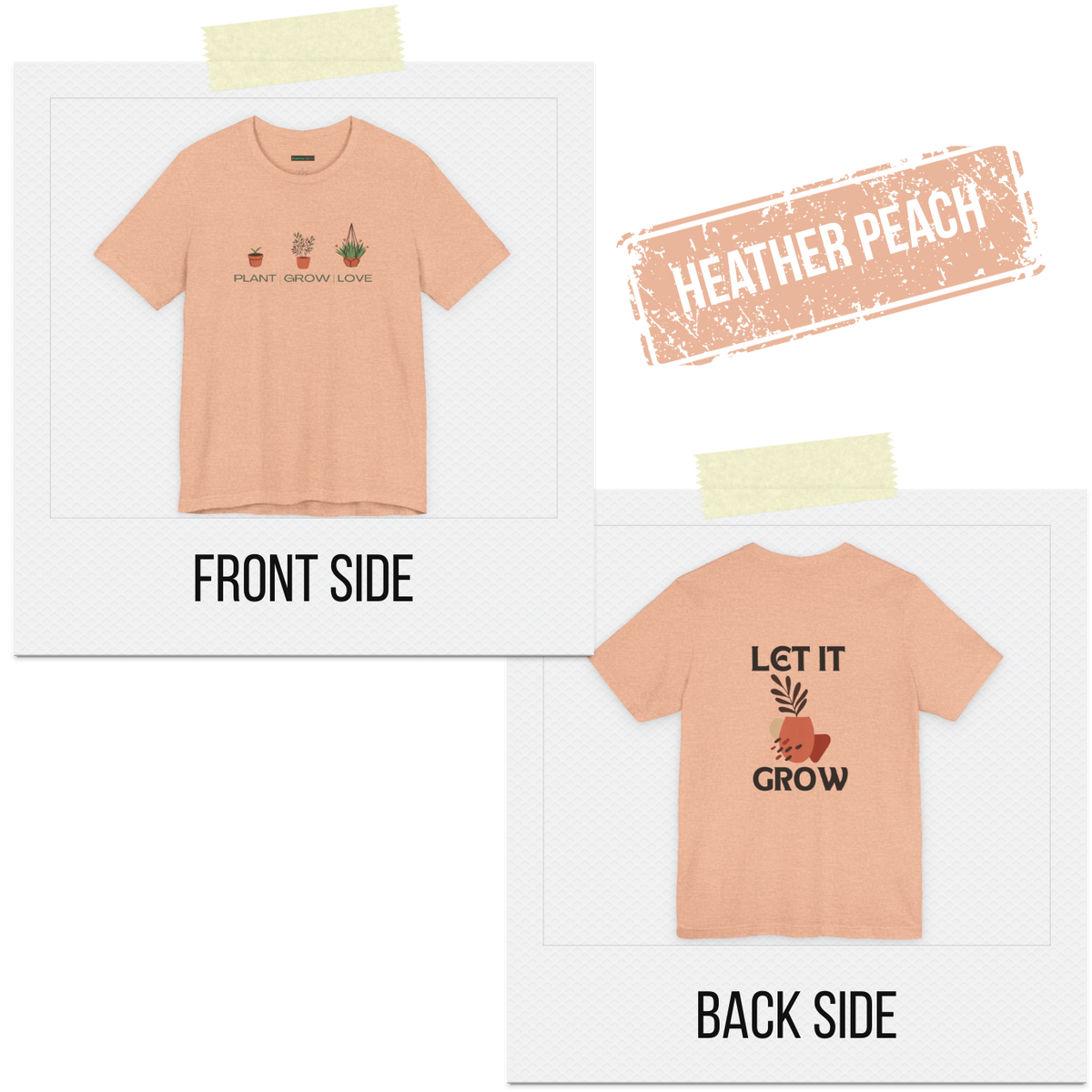 Plant Lover Tee — "Plant Grow Love" Front & "Let It Grow" Back Graphic Shirt