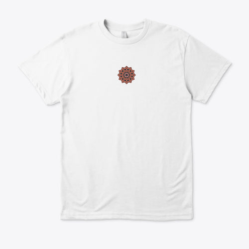 White t-shirt with a brown mandala design on a white background
White t-shirt back Marrakech Soul spice illustration framed film strip, Marrakech Soul text orange red, geometric floral motif, ShowYourCulture collection, Moroccan heritage fashion, cultural streetwear, Marrakech-inspired apparel.
“The soul of Marrakech in style.”

“ShowYourCulture, show your roots.”

“Colors of the souk, colors of identity.”

“Spices, soul, and culture.”
