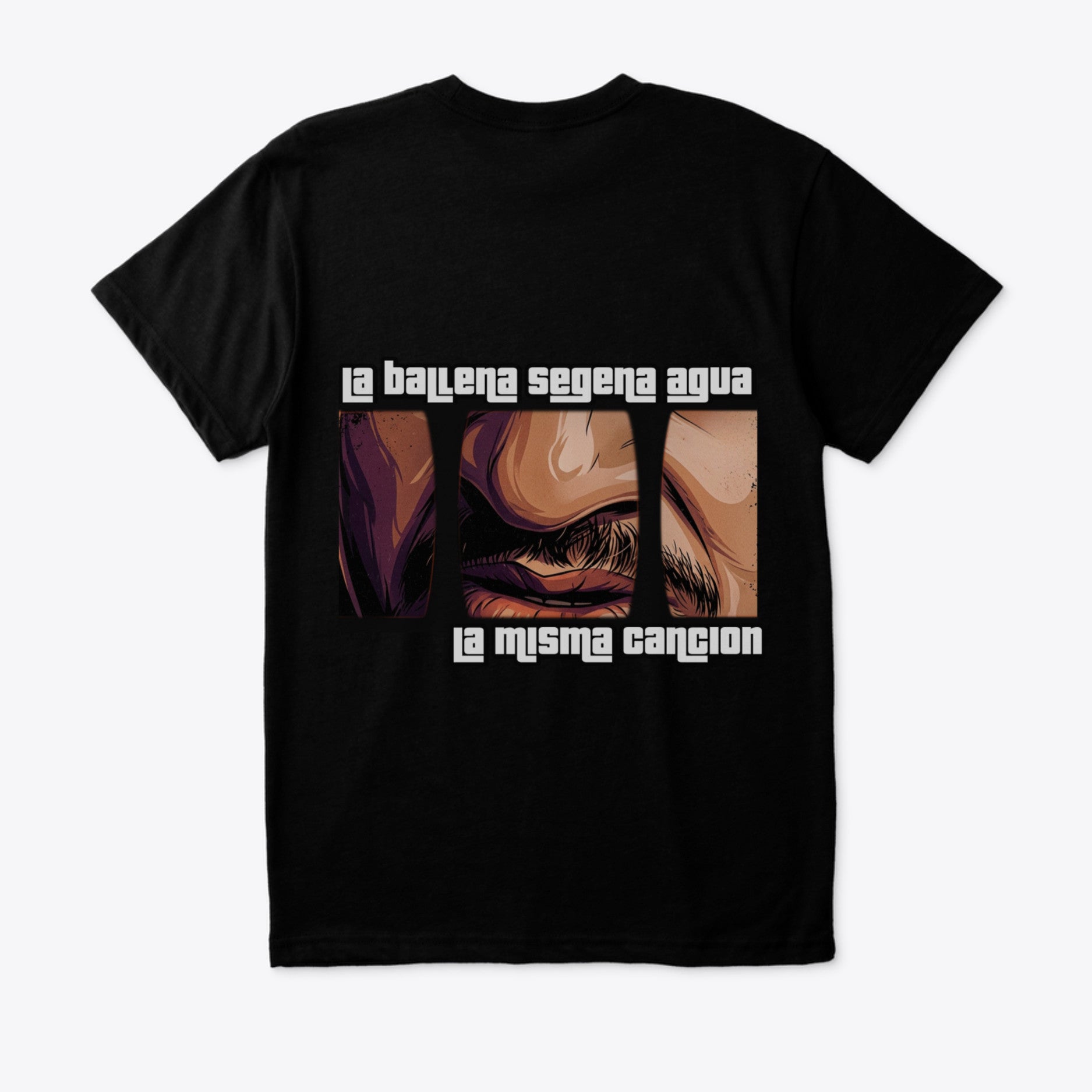 Black t-shirt with artistic design and text on a white background
Black t-shirt back Moroccan Memes #1 design, stylized eye portrait, Spanish nostalgic quote, ShowYourWisdom collection, Moroccan pop culture fashion, nostalgia streetwear, wisdom-inspired apparel.
T-shirt unisexe noir "Moroccan Memes #1" – pop culture darija – ShowYourCause
